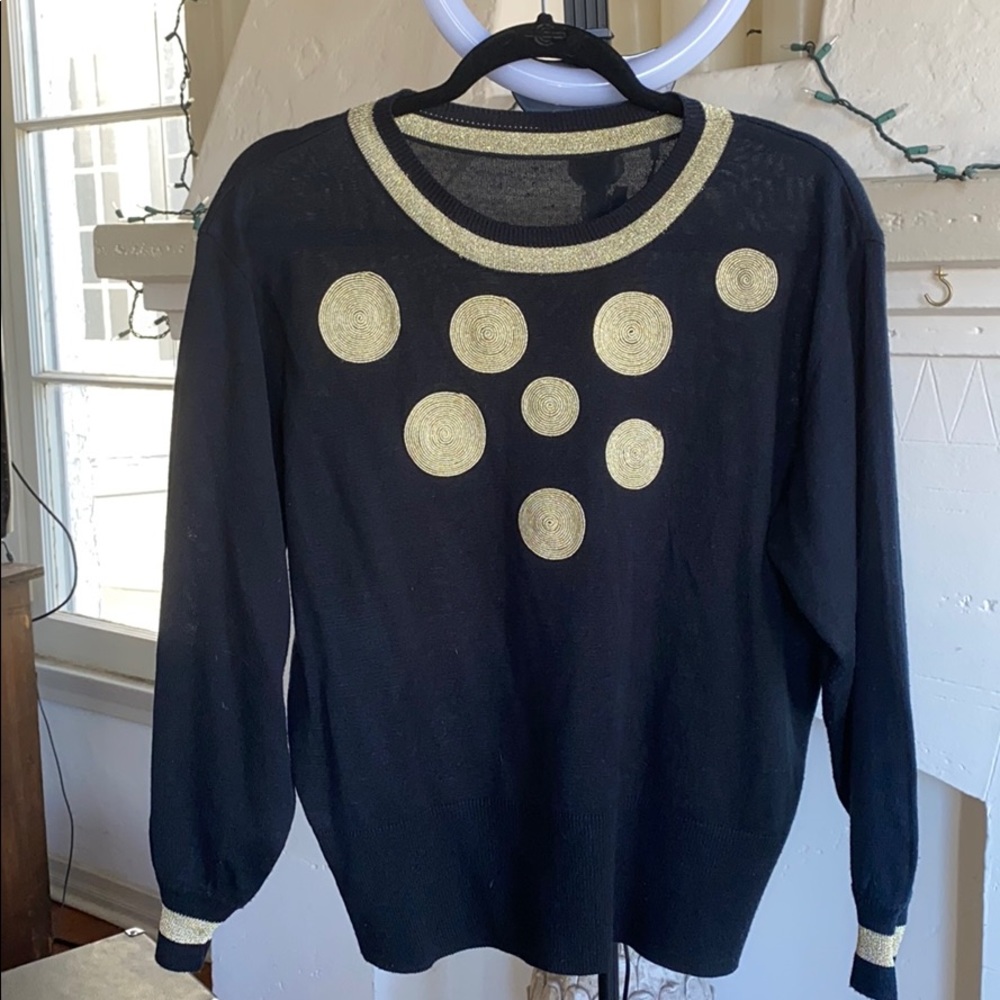 Vintage Sweater with Gold Thread Embelishment